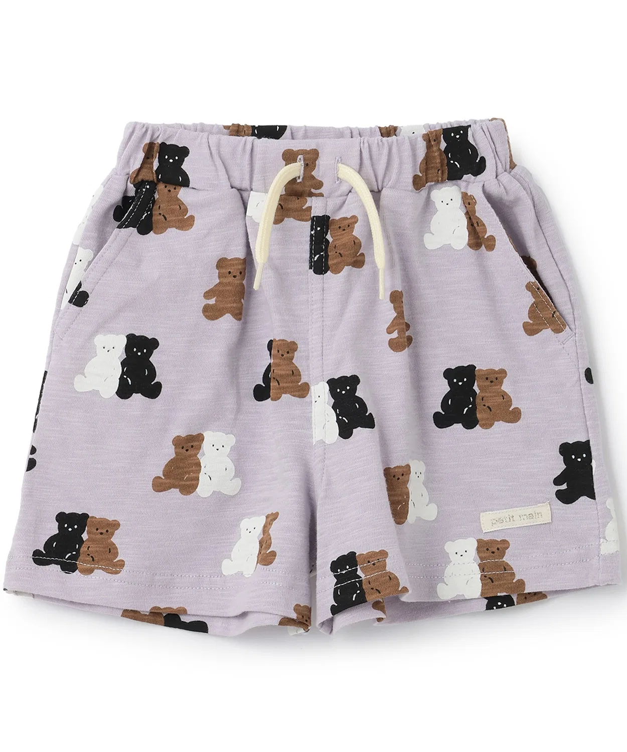 Детские шорты с принтом, хлопковые, с высокой посадкой, Petit Main, Light Grey