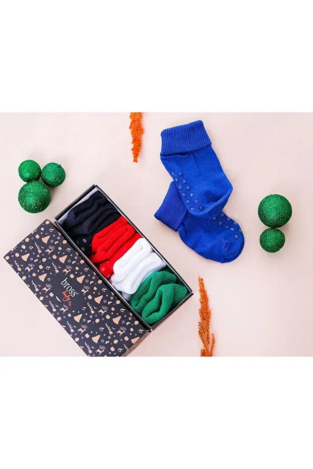 Детские носки без скольжения из органического хлопка 5 пар Mem Socks, Çok Renkli — фото 3