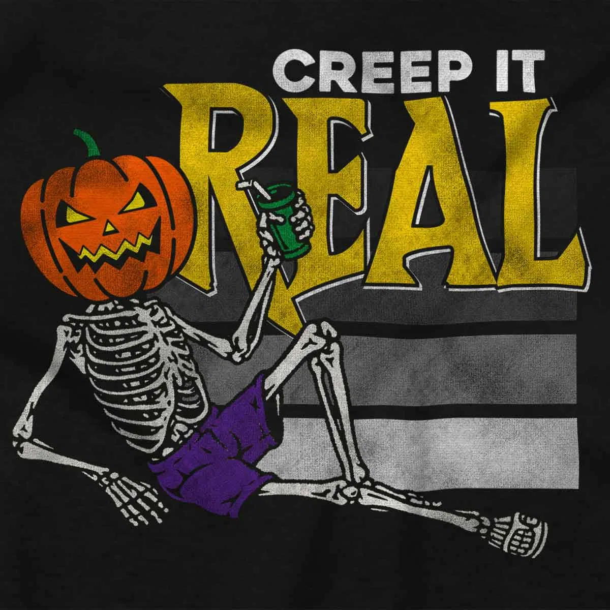 Детский боди-комбинезон с принтом Funny Halloween Creep It Real Joke Brisco Brands, Black — фото 2
