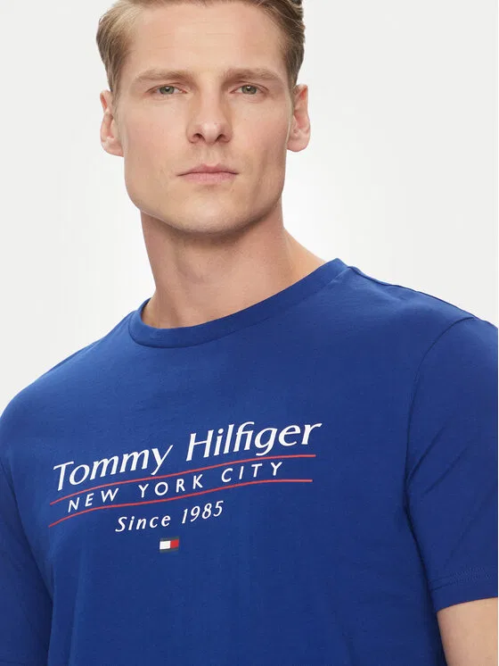 Футболка regular fit Center Stack Tommy Hilfiger, синий — фото 4