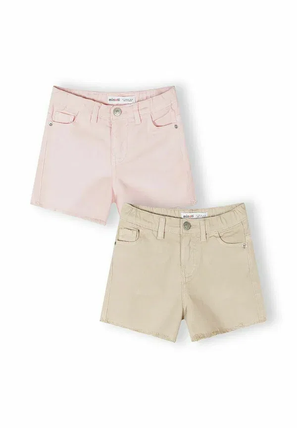 Джинсовые шорты из хлопка 2 pack with raw hem Minoti pink, beige, розовый/бежевый