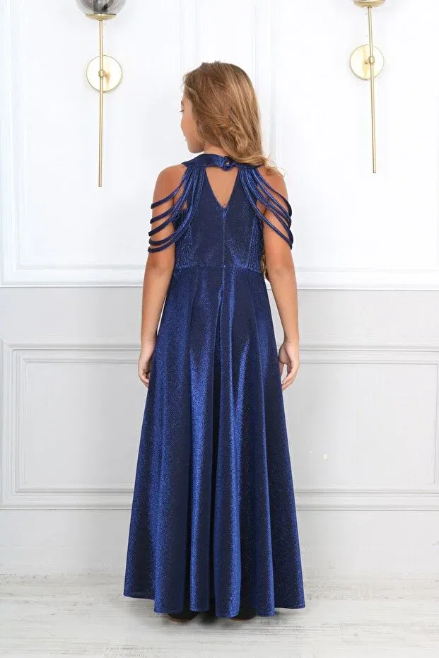 Детское платье для девочек сатиновое Satin Design Jannock, Navy Blue — фото 4