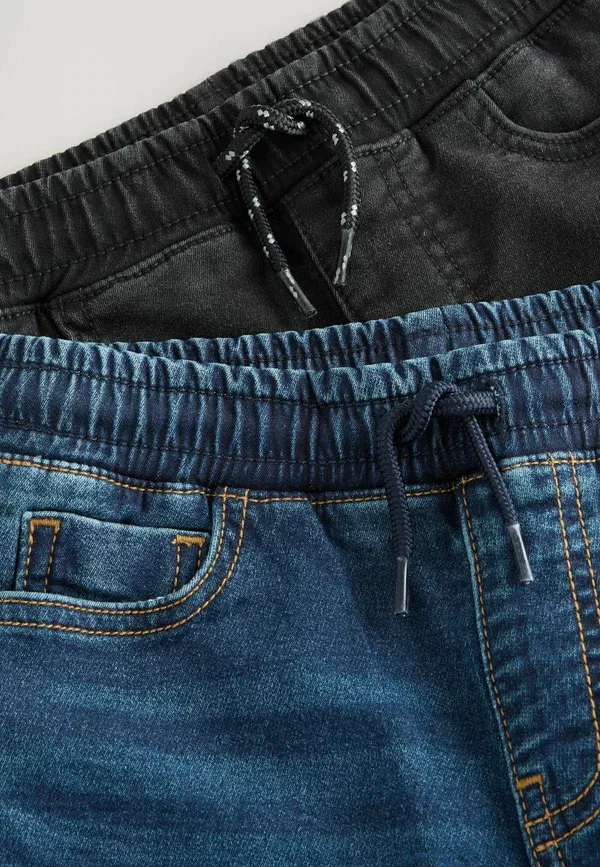 Брюки из стрейч-хлопка 2 шт, tapered fit, Next, Navy, черный/темно-синий — фото 4