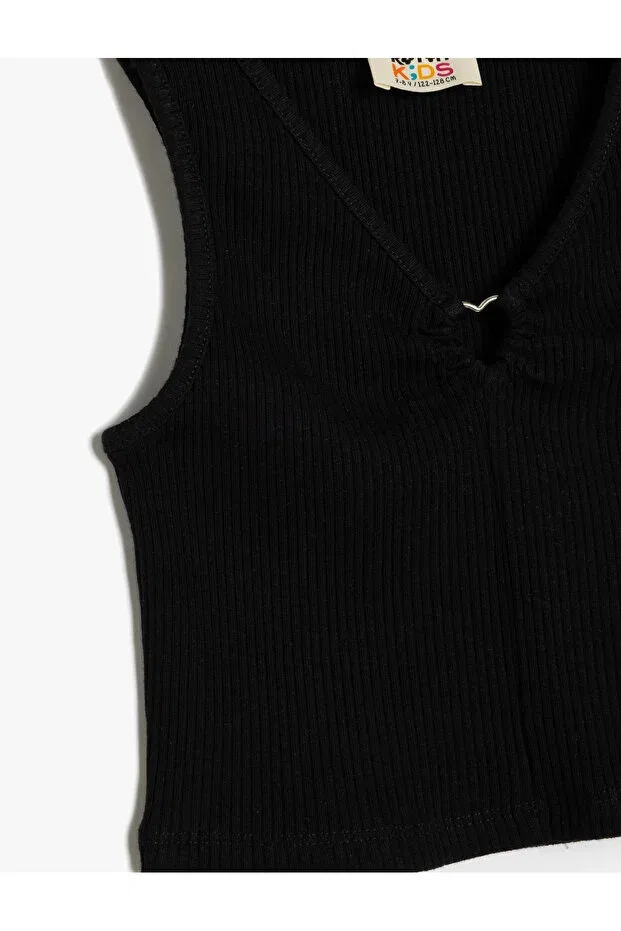 Детская майка для девочек хлопковая Basics Koton, Black — фото 3