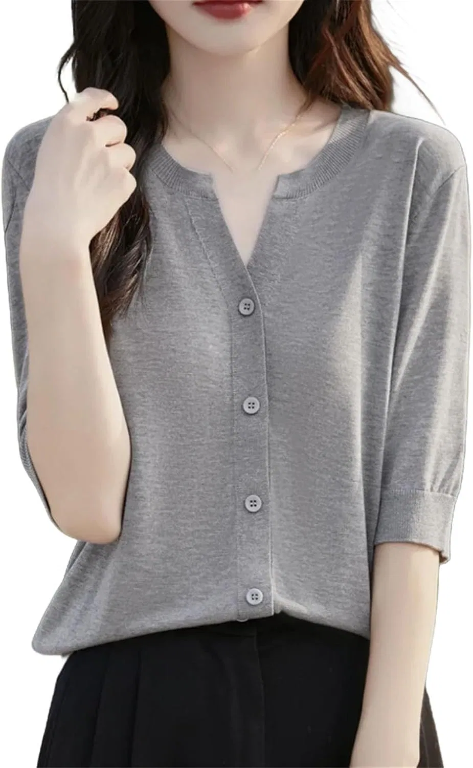 Женский кардиган с коротким рукавом, Elegant Gray
