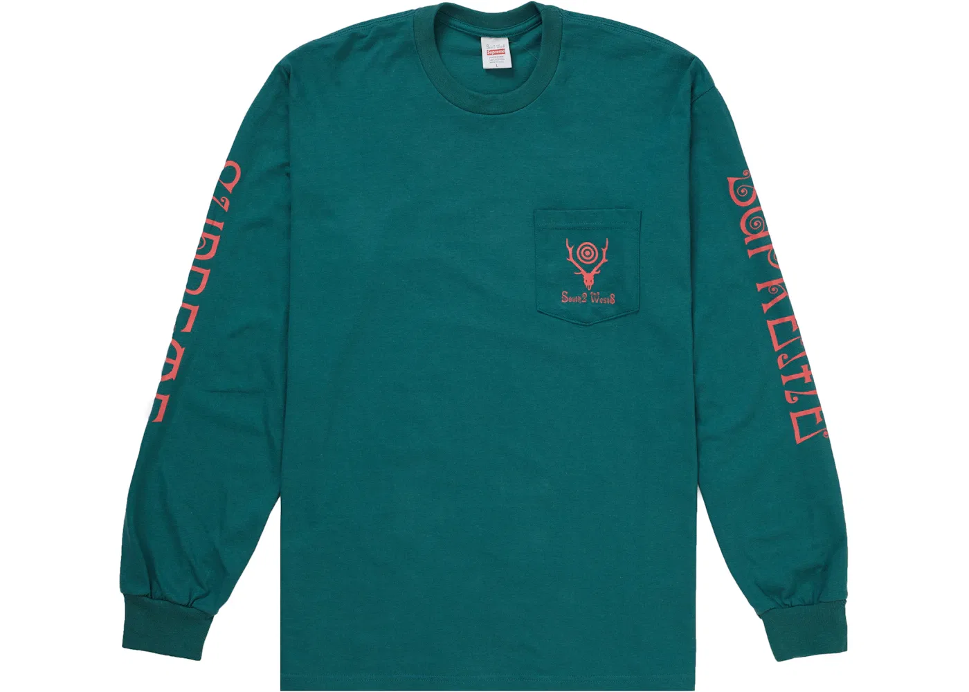 Мужская футболка с длинным рукавом Supreme L/S Pocket Tee, Teal