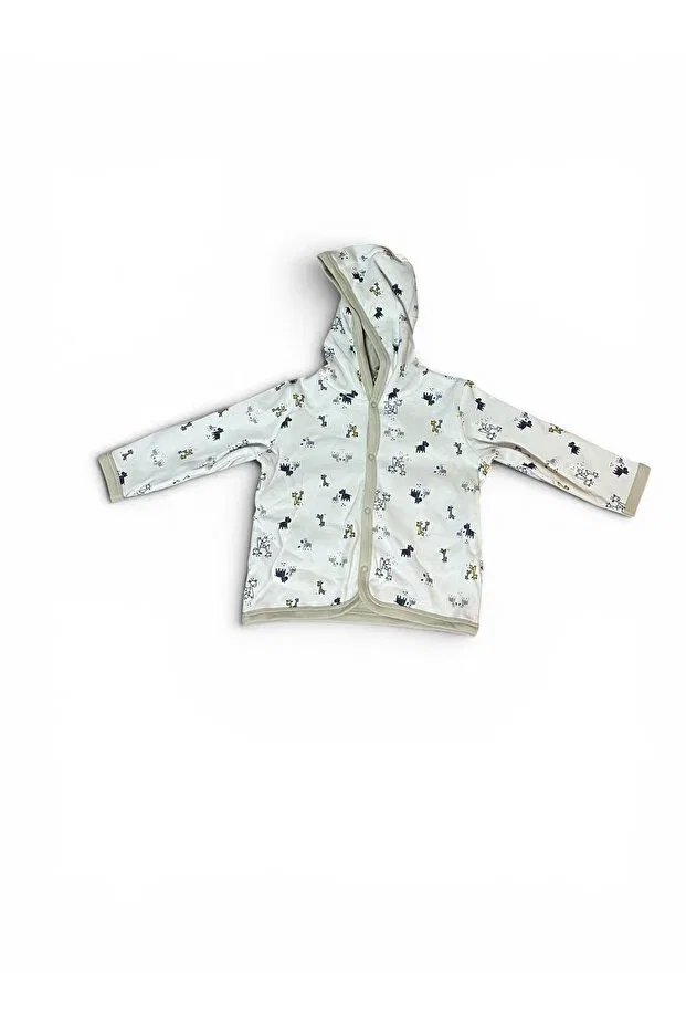 Детское худи-кардиган с капюшоном Organic Combed Cotton Fabric Hooded Cardigan Biancofiglio, White — фото 3