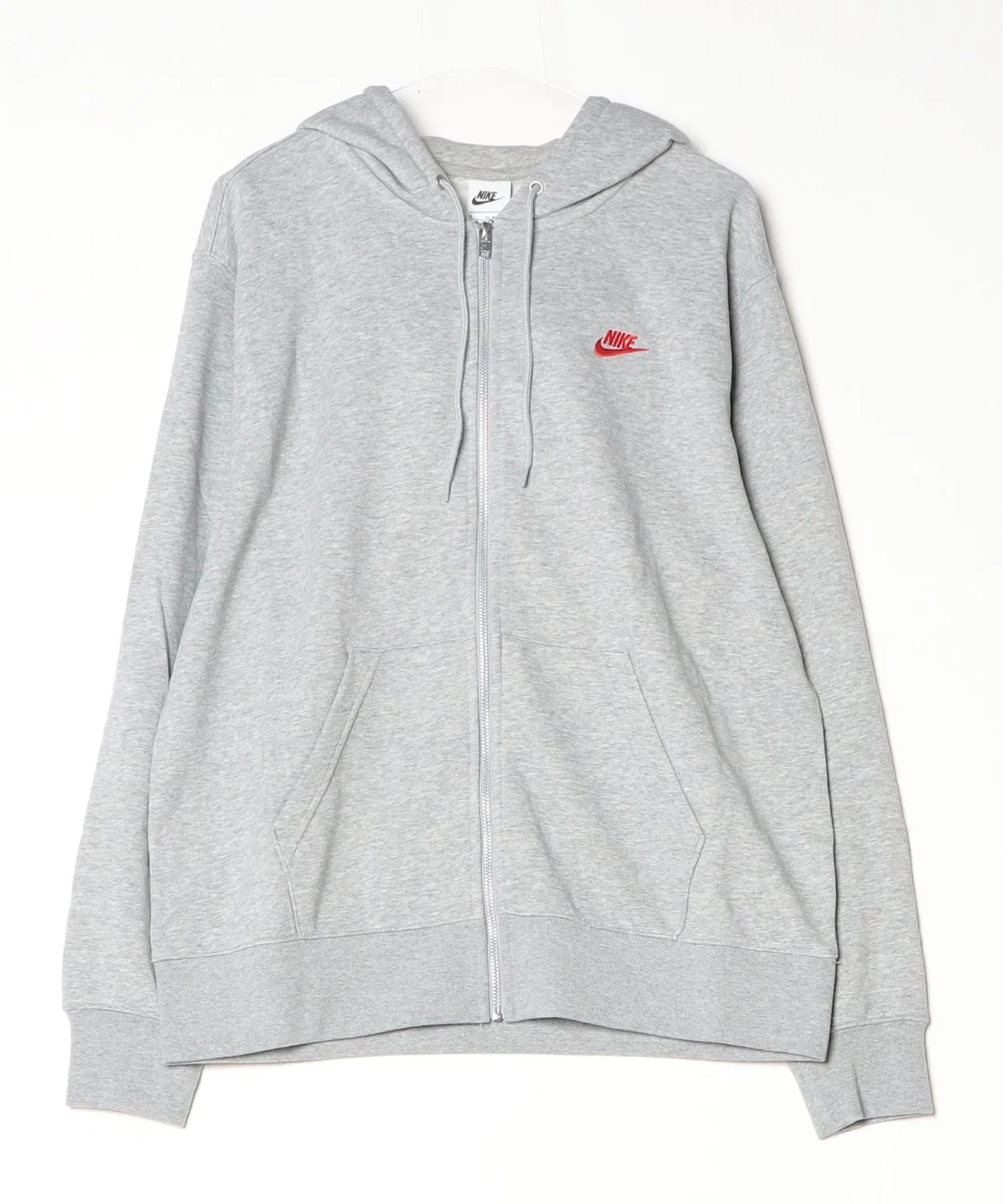 Мужской худи с длинным рукавом флисовый, на молнии NIKE Club, серый