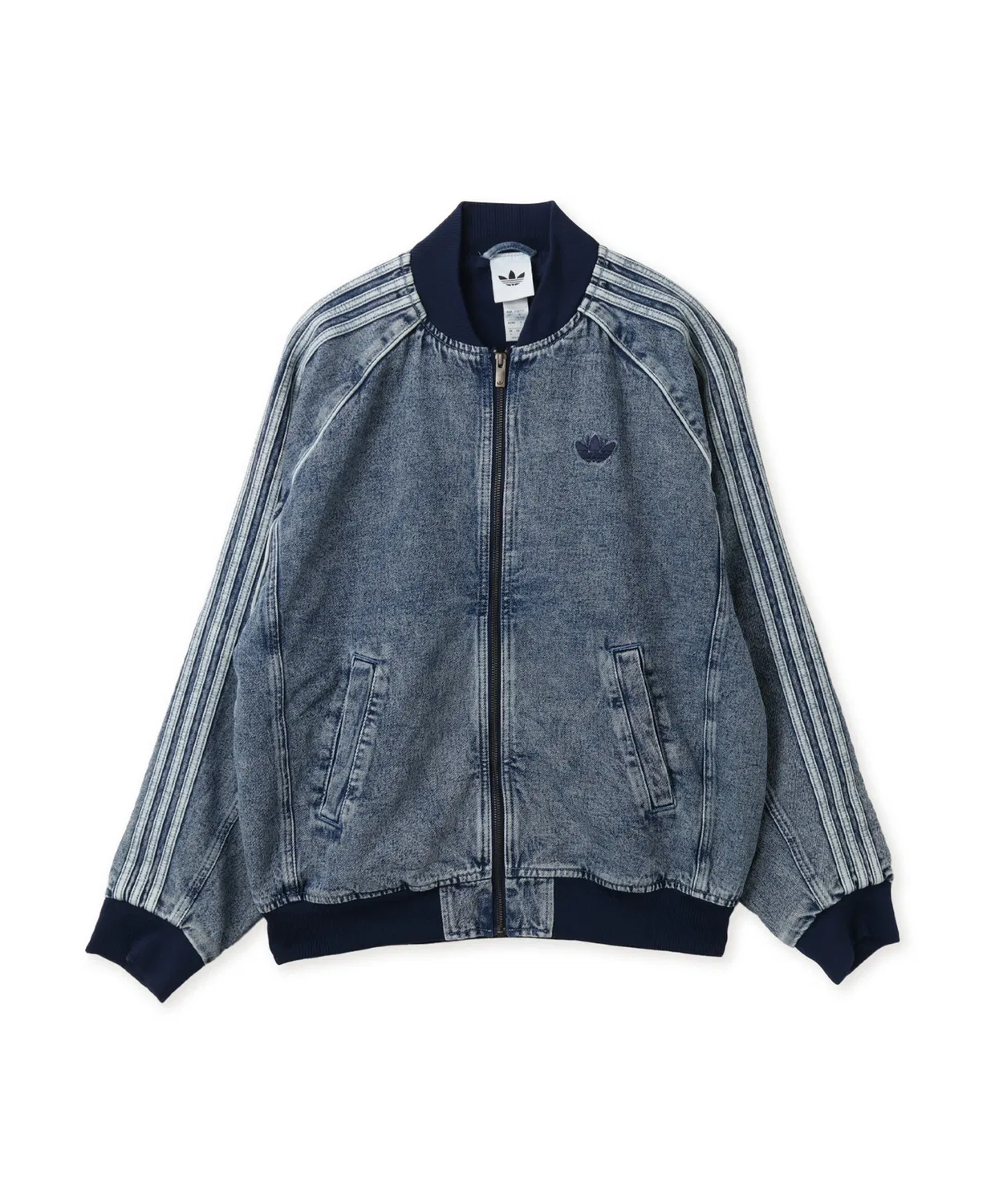 Мужская джинсовая куртка с молнией, без капюшона, модель SST Track Top, Adidas, Light Indigo Blue — фото 3