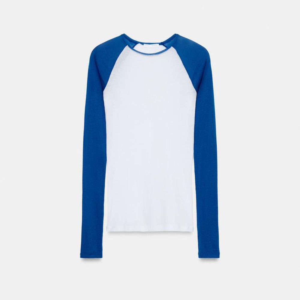 

Футболка Zara Supima Long Sleeve, белый/синий