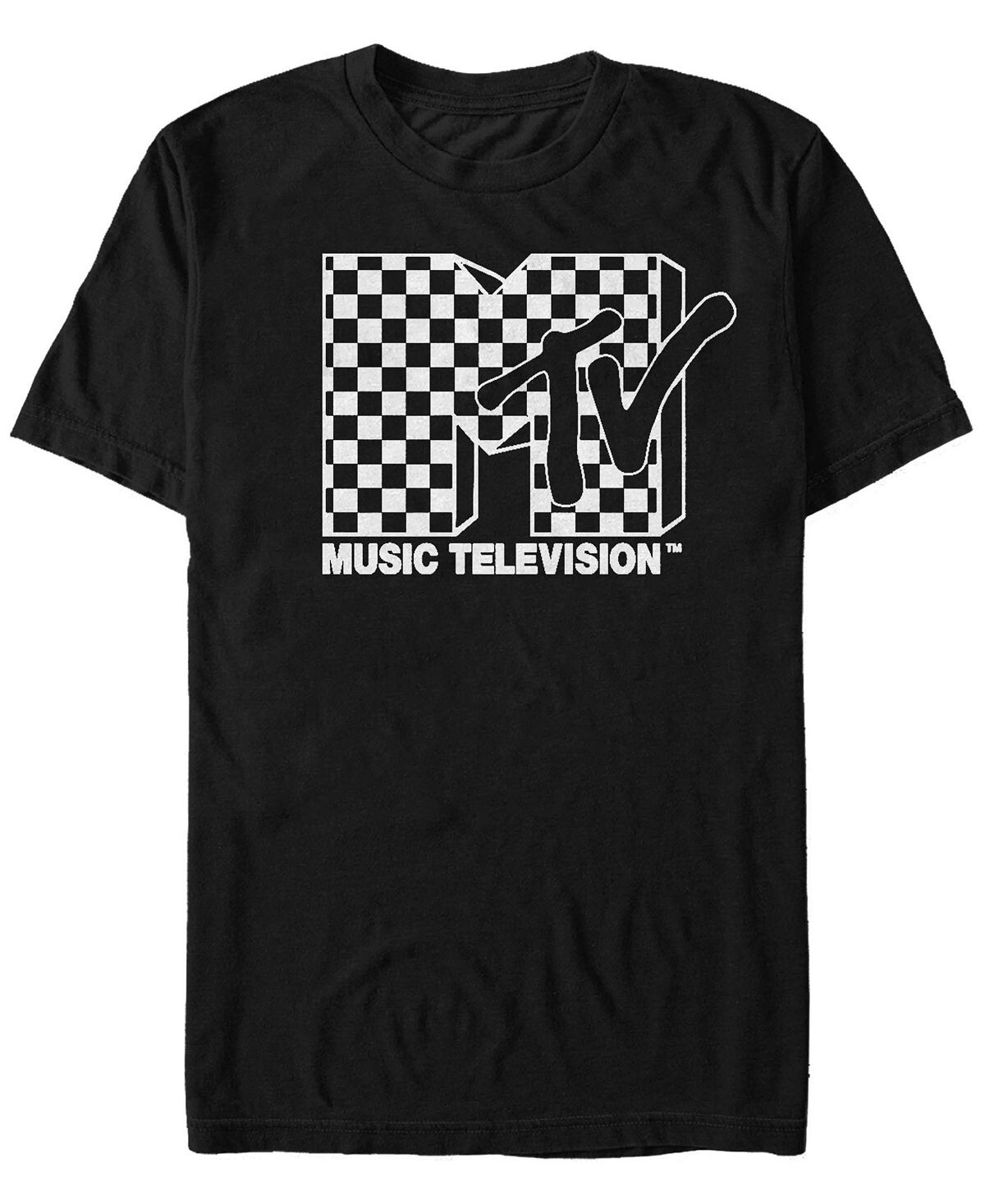 

Мужская футболка с коротким рукавом в черно-белую клетку с логотипом mtv Fifth Sun, черный