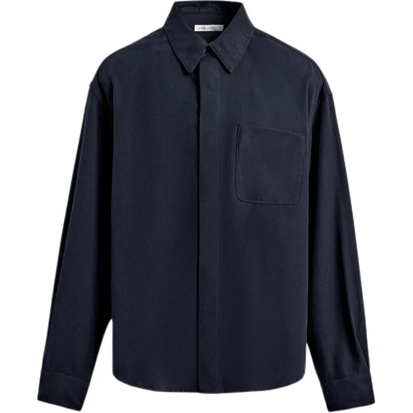 Мужская рубашка с лацканами Navy Blue ZARA, Navy Blue