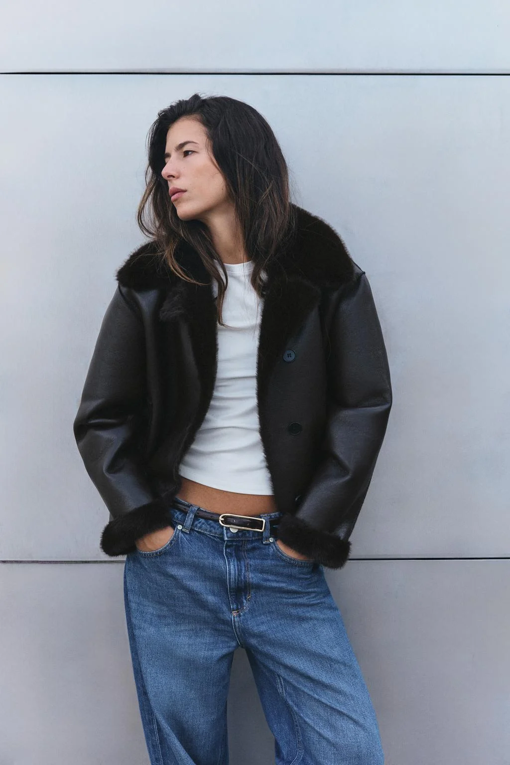 Куртка Zara Reversible Doble Faz, коричневый