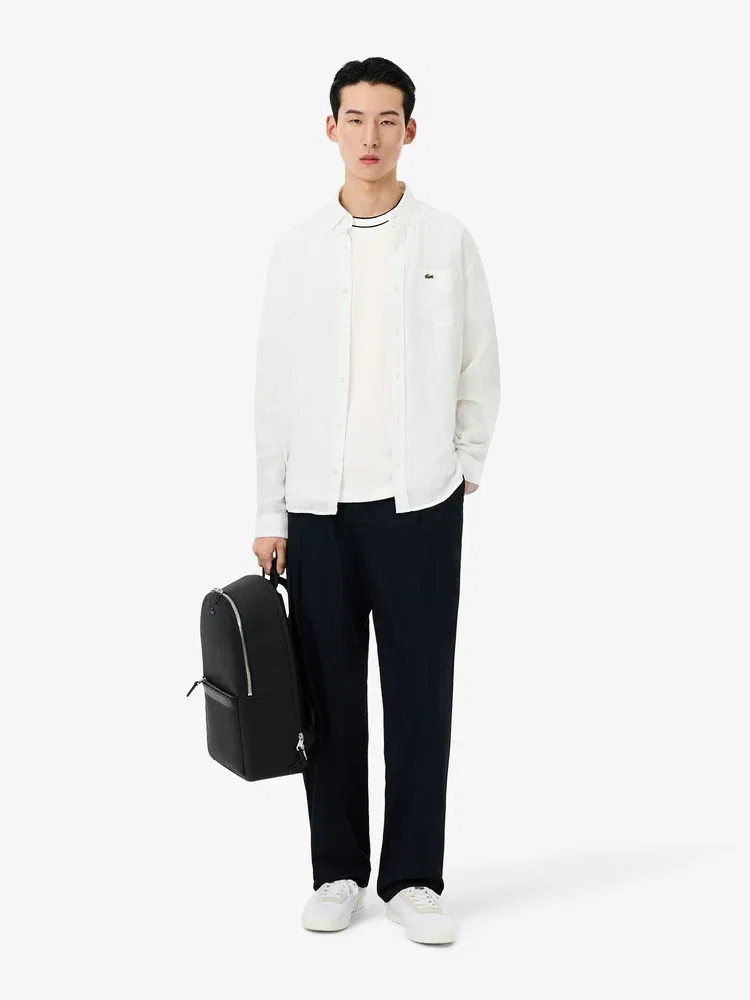 Футболка поло Lacoste TH1004, с контрастной отделкой, белый — фото 4