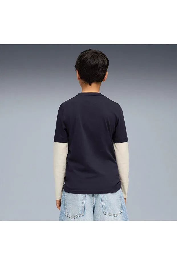 Детская футболка с принтом Mid 90s layered kids round neck t-shirt Puma, Multicolor — фото 2