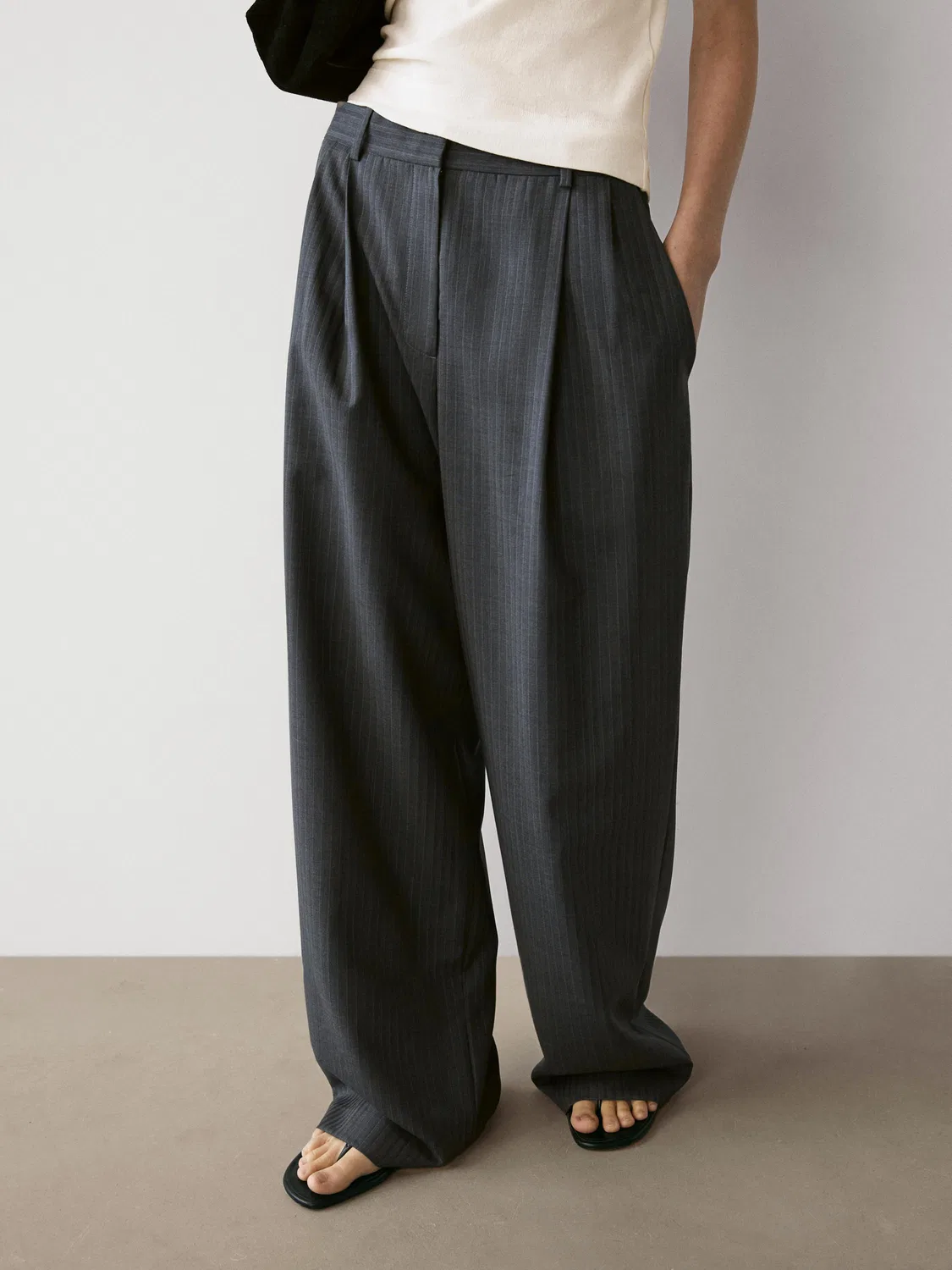 Брюки Massimo Dutti Pinstripe Cool Wool Blend Suit, серый