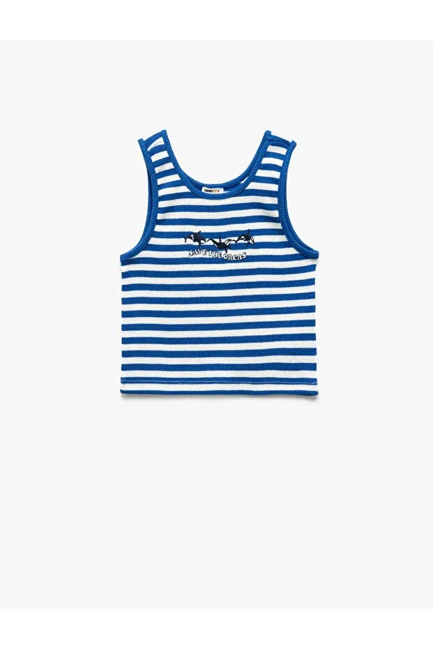 Детский топ-майка для девочек с принтом Koton, Navy Blue Striped