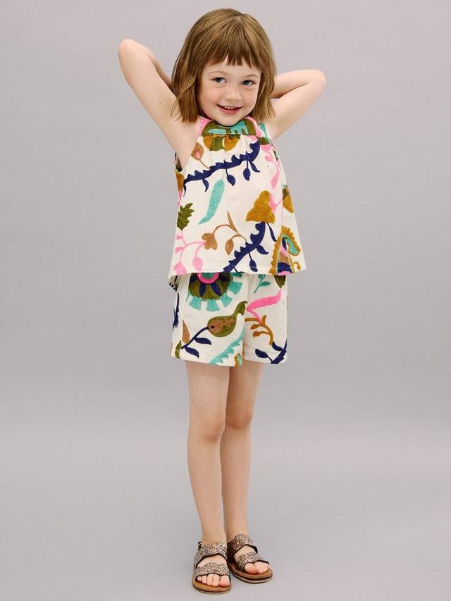 

Детские шорты Brasilp из хлопкового микса с вышивкой Mango, Natural White