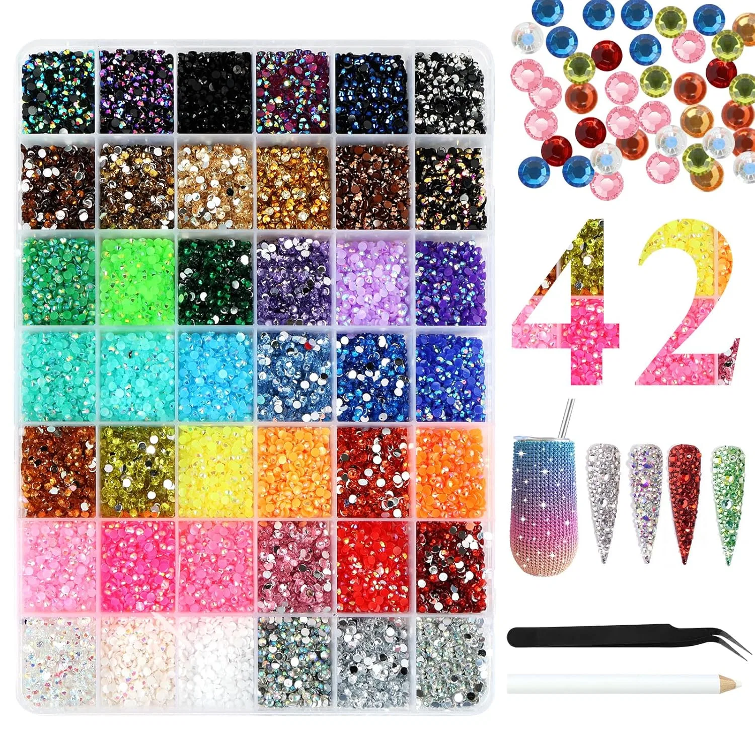 Набор из 32000 страз Jelly Rhinestones, 42 цвета, 3 мм Butbu, 32000 Rhinestones (42 Colours 3 Mm)