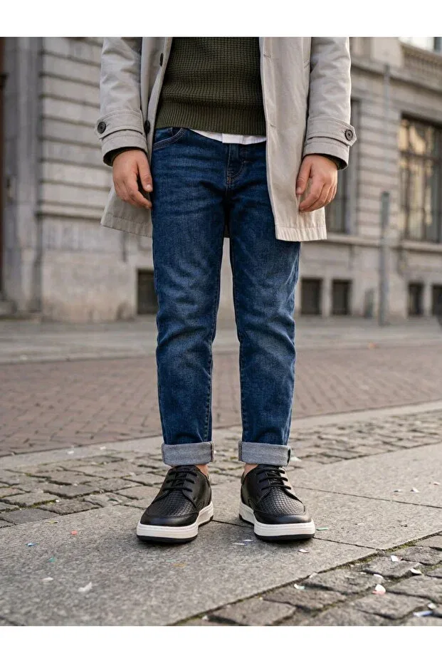 Детские туфли для мальчиков на плоском ходу со шнуровкой Basics Dml Giyim, Black — фото 2