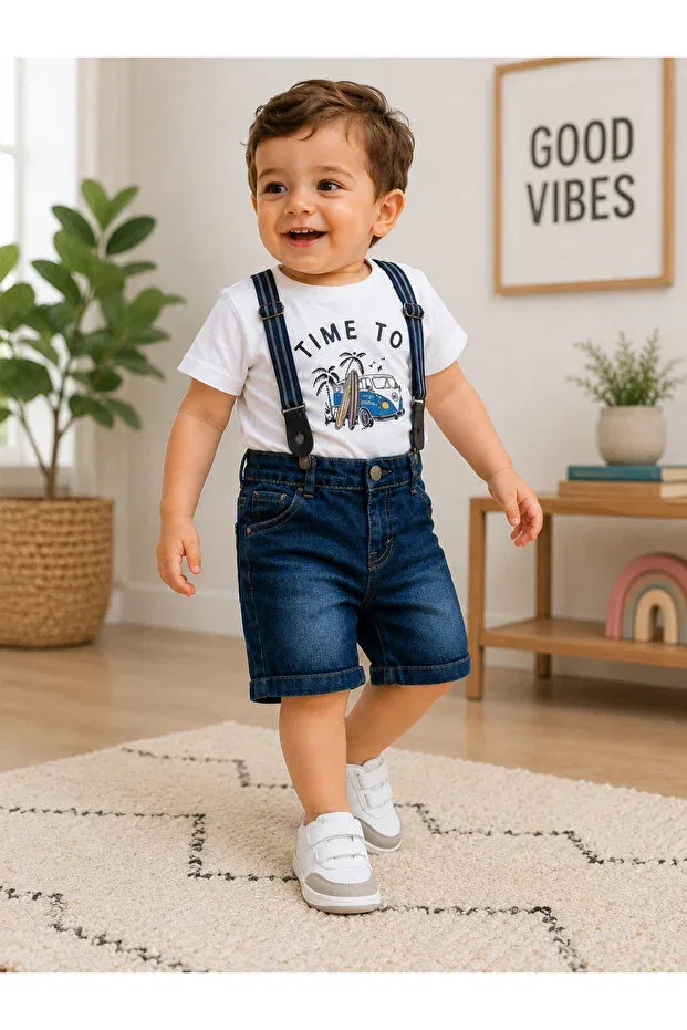 Детские шорты для мальчиков из габардина Chicsy Baby, Dark Navy Blue — фото 3