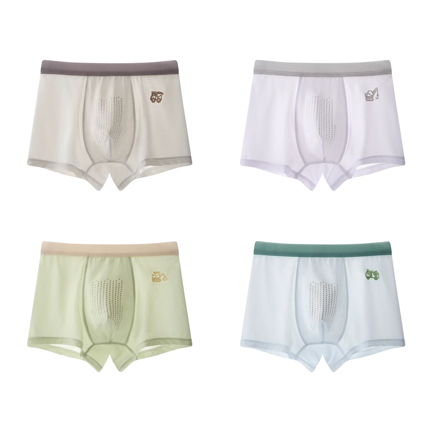 Детские трусы-боксеры средней посадки с принтом 4 Pack Yellow Gray Blue Purple MIIOW