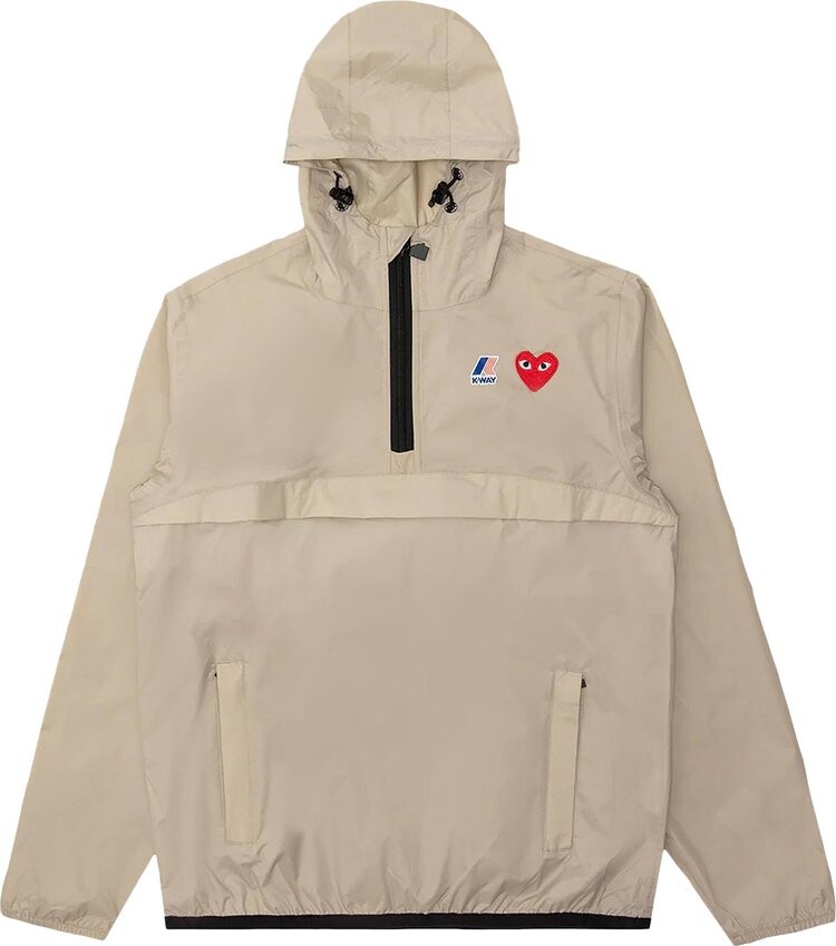 

Куртка Comme des Garçons PLAY x K Way Half Zip Jacket 'Beige', кремовый, Бежевый, Куртка Comme des Garçons PLAY x K Way Half Zip Jacket 'Beige', кремовый