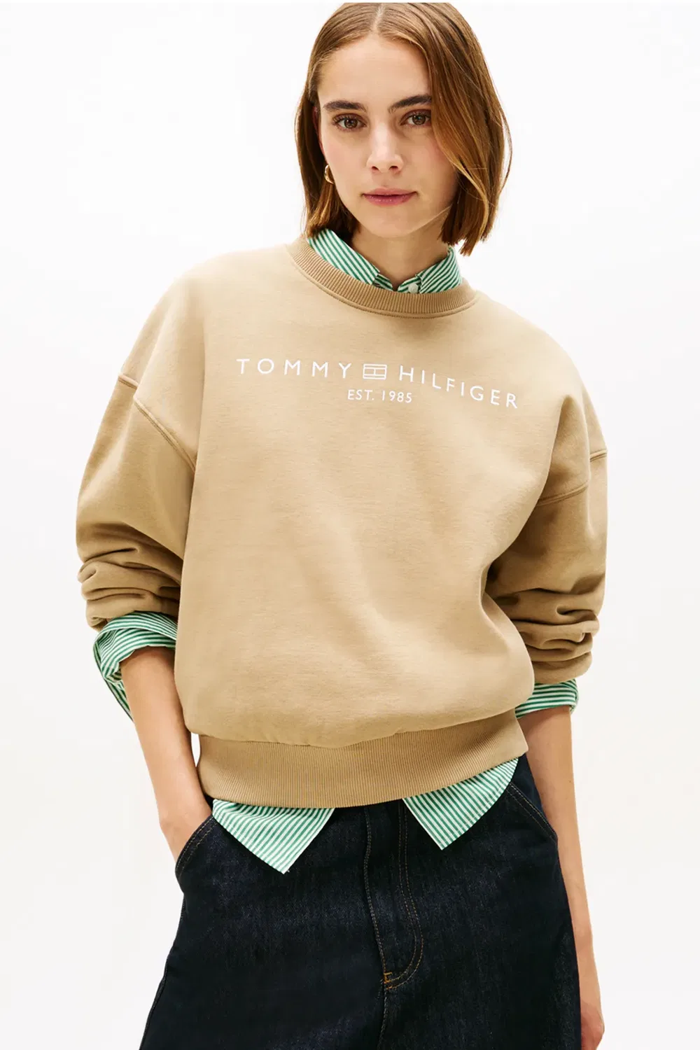 Свитшот с логотипом Corp Tommy Hilfiger, Taupe — фото 2