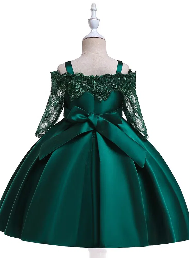 Платье нарядное атласное детское Best Gift Fashion, зеленый — фото 3