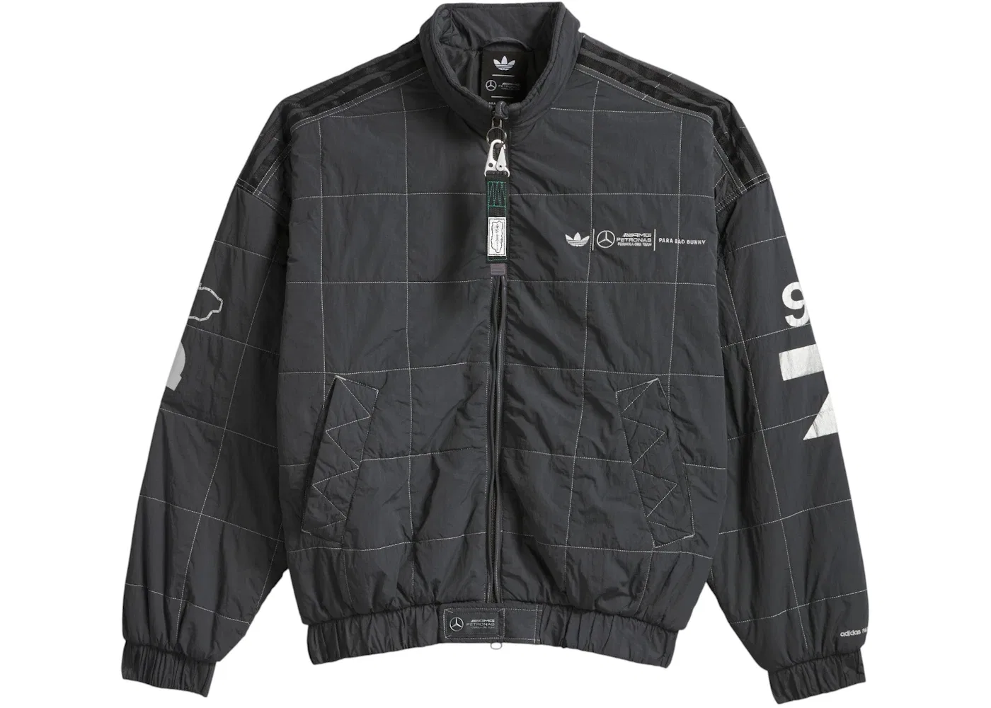 Мужская куртка с принтом Bad Bunny Mercedes AMG Petronas Formula Team Jacket Adidas, Dgh Solid Grey