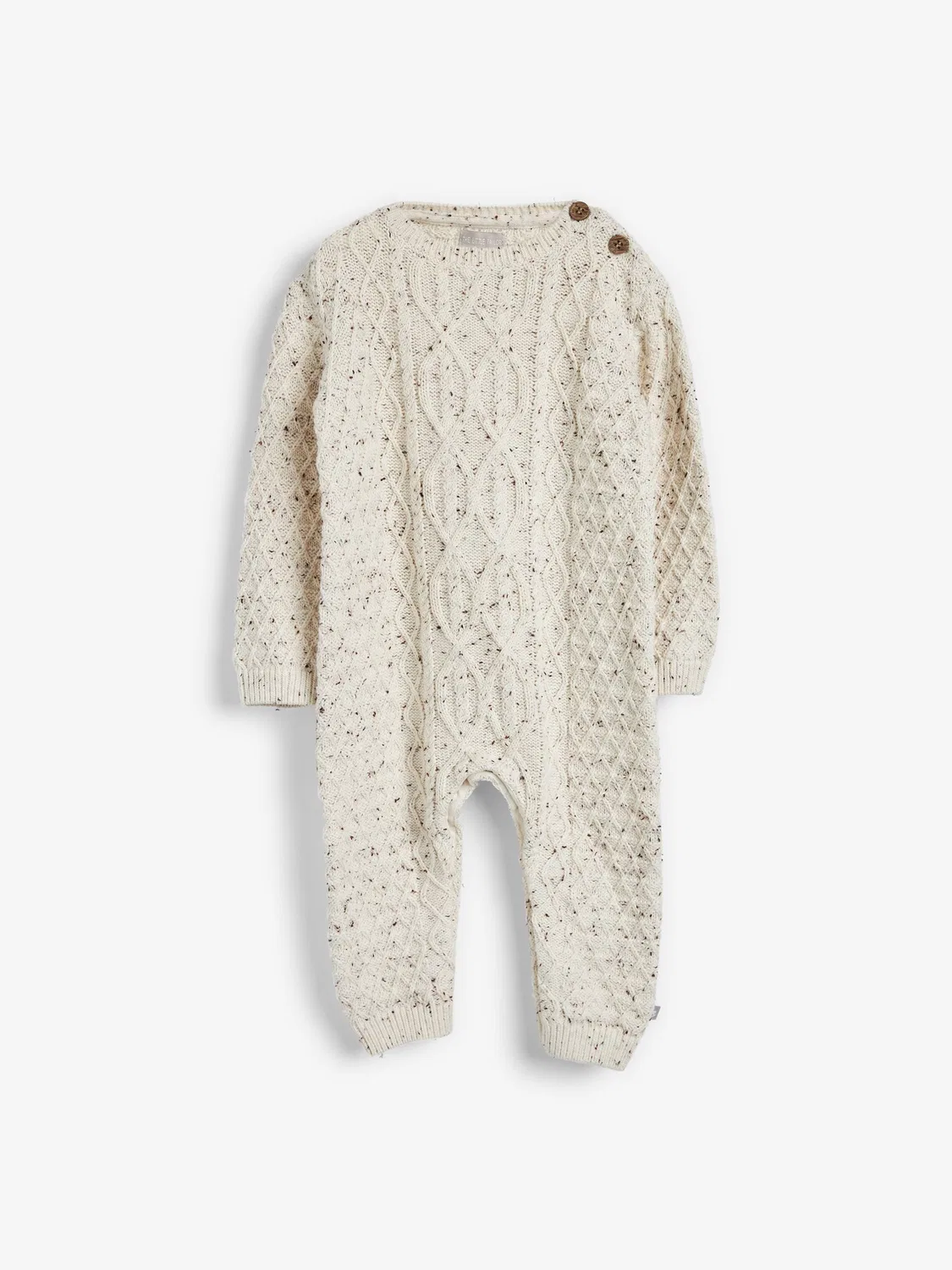 Комбинезон-слип с шапкой, вязаный, Oatmeal Cable Knit The Little Tailor, цвет овсяный — фото 3