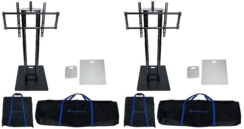 

(2) Rockville RTP33-TV Black or White Totem DJ Speaker/Lighting Stands + TV Mounts (2) RTP33-TV+(2) WHITE TOTEM PLATES