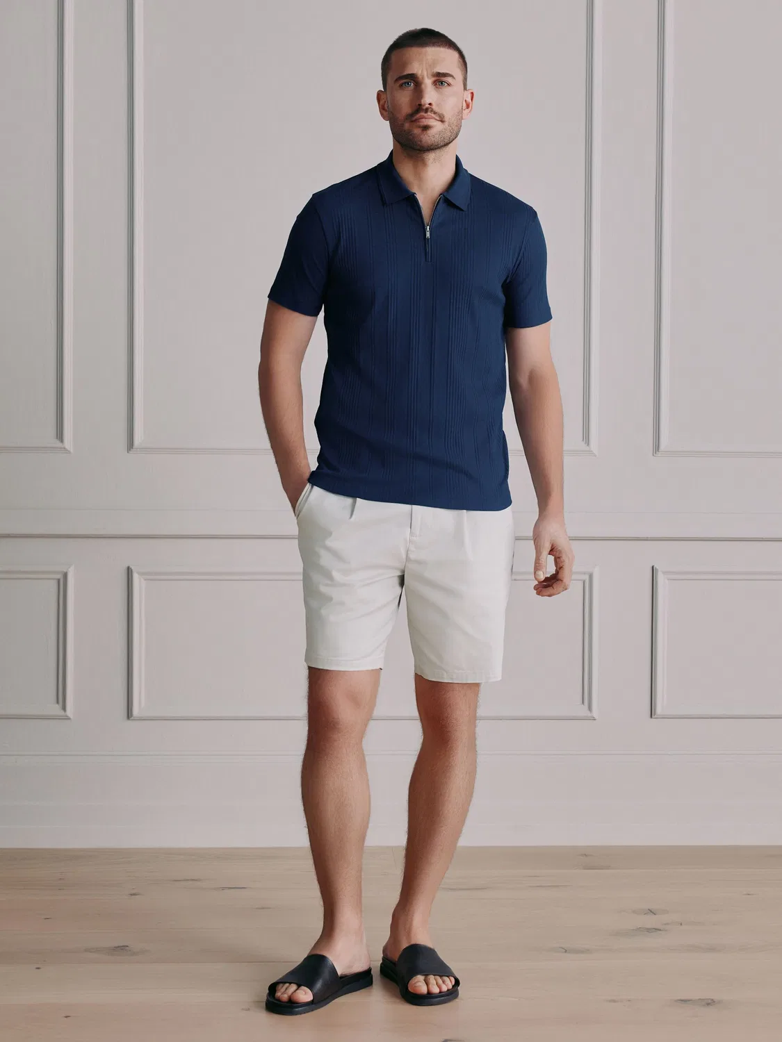 Поло Supima Cotton Ribbed, N. Premium Next, темно-синий — фото 2