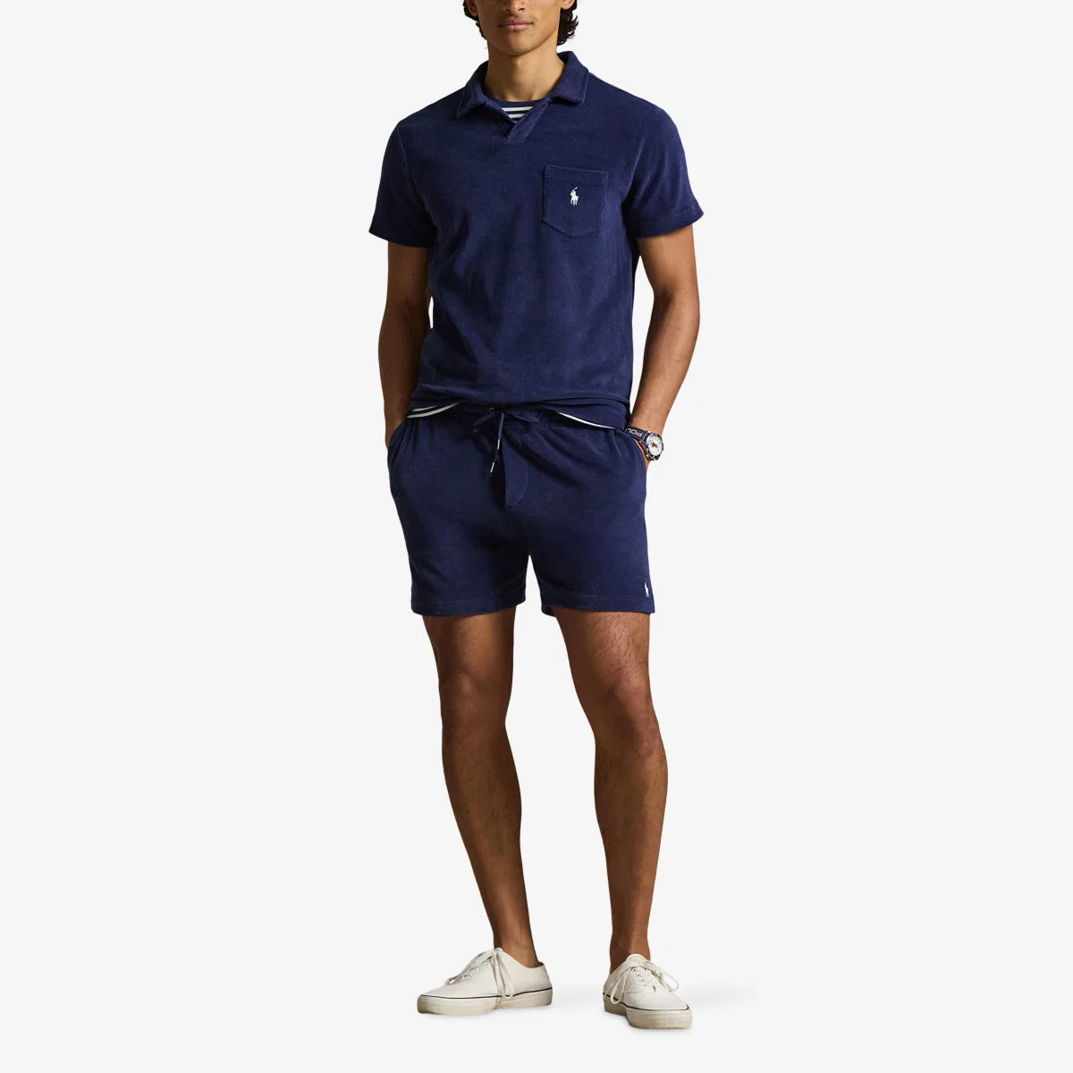 Шорты из хлопковой смеси с махровой текстурой и вышитым логотипом Polo Ralph Lauren — фото 2