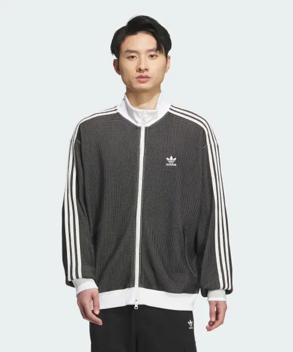 Трек-топ трикотажный оверсайз Adidas, черный