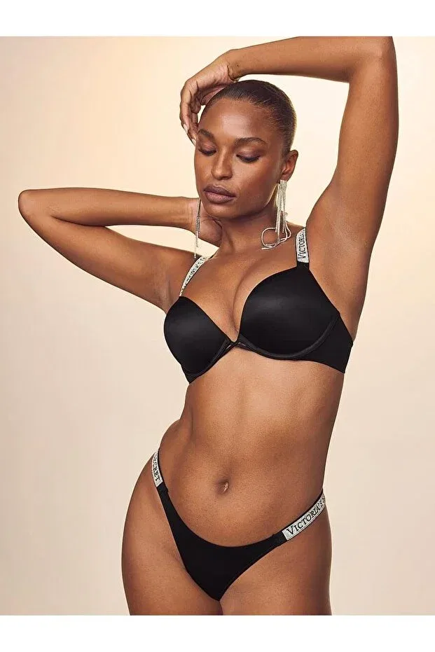 Женский бюстгальтер пуш-ап с бретельками-спагетти Bombshell Victoria'S Secret, Black