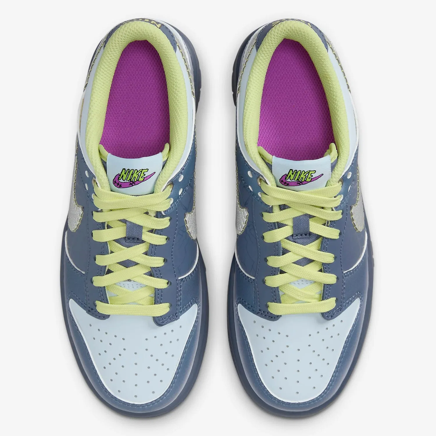 Детские кроссовки для мальчиков с принтом NIKE Dunk Low NIKE, Diffused Blue Tint — фото 2