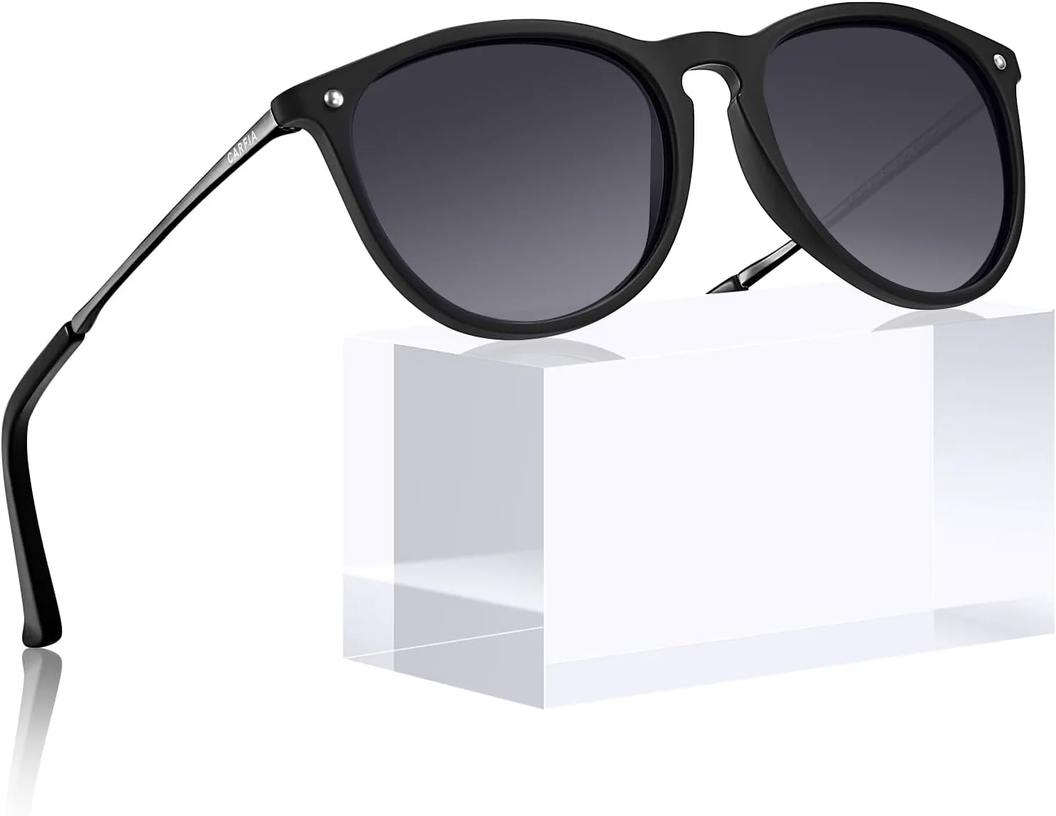 

Женские круглые солнцезащитные очки CARFIA с поляризацией и защитой от УФ-излучения, модный ретро-дизайнерский стиль CA5100, 2. Grey Gradient Lenses Silver Temple