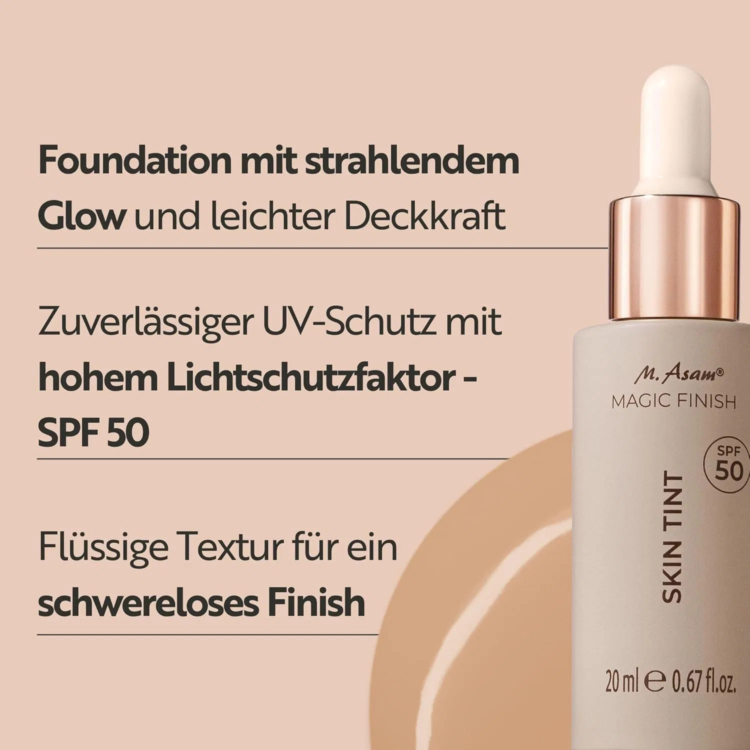 Тональная основа Magic Finish Skin Ink SPF 50, M. Asam, 20 мл, Warm Sand — фото 2
