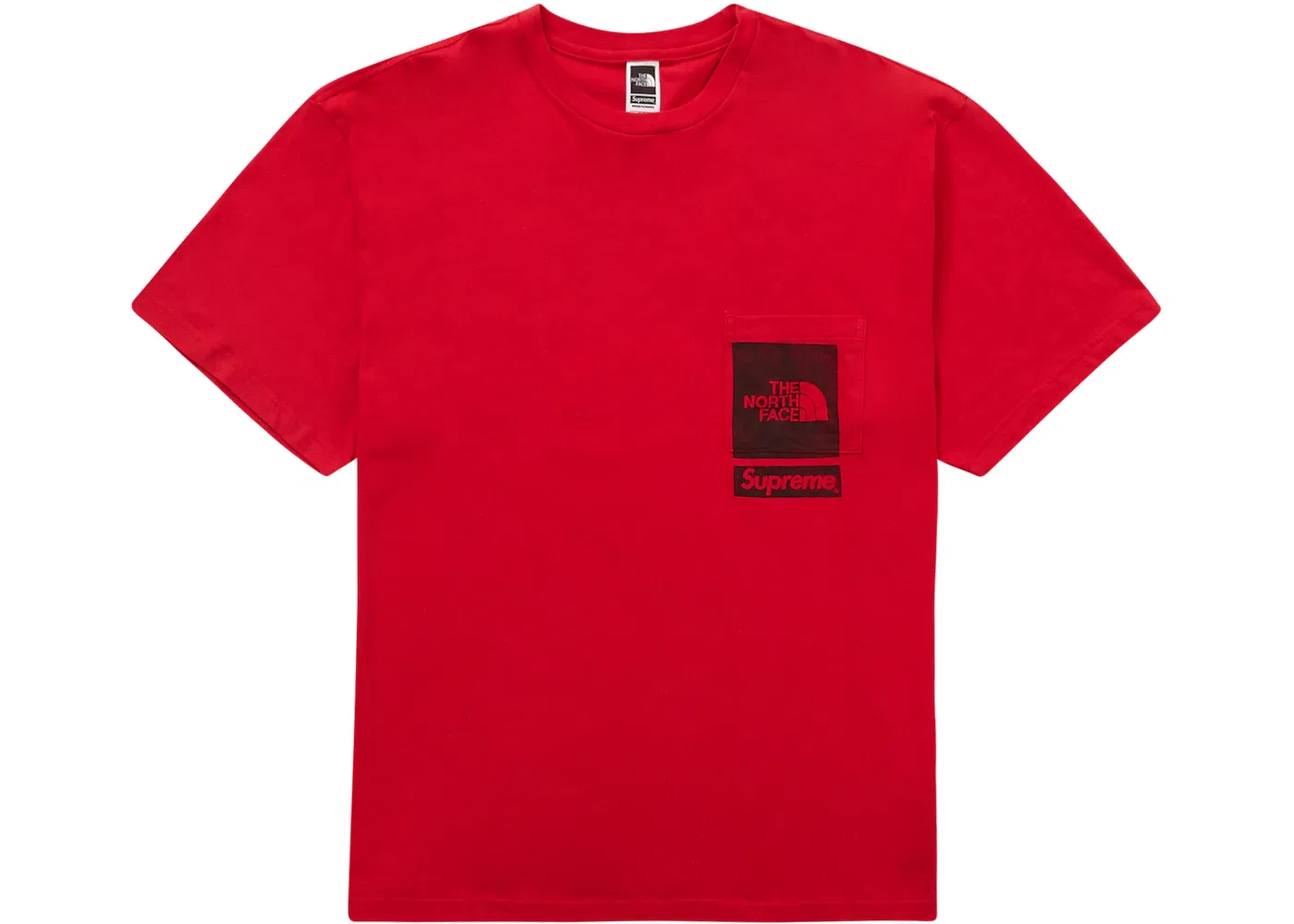 Мужская футболка с принтом Supreme The North Face Printed Pocket Tee, Red