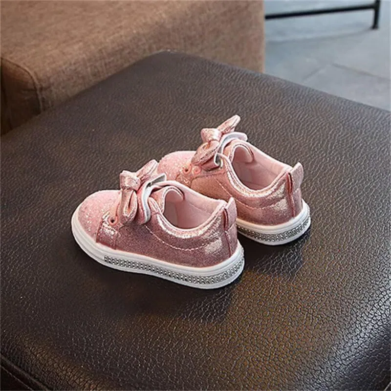Детские кроссовки для девочек с бантом Zonkacen, Pink — фото 3