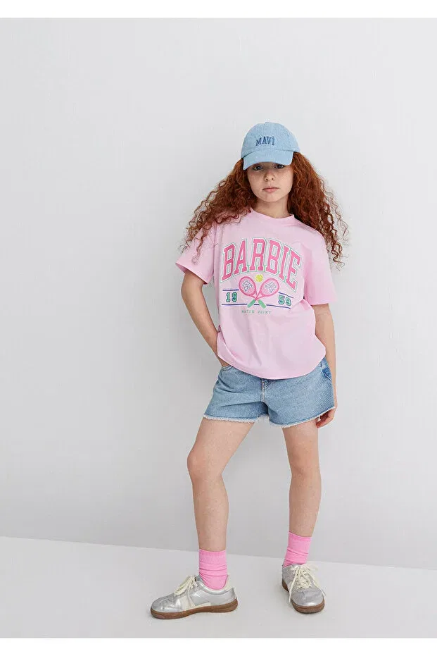 Детская футболка для девочек с принтом Barbie Printed Pink T-Shirt Mavi, Pink-86959