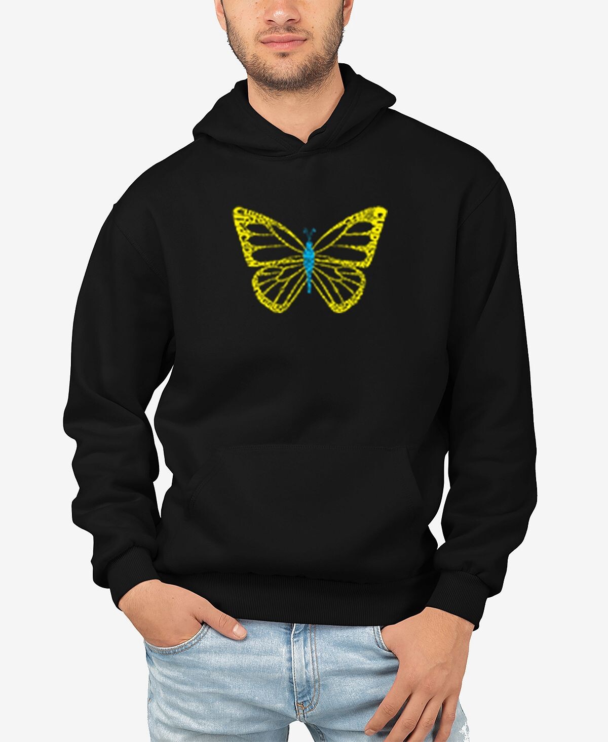 

Мужская толстовка с капюшоном и надписью butterfly word art LA Pop Art, черный