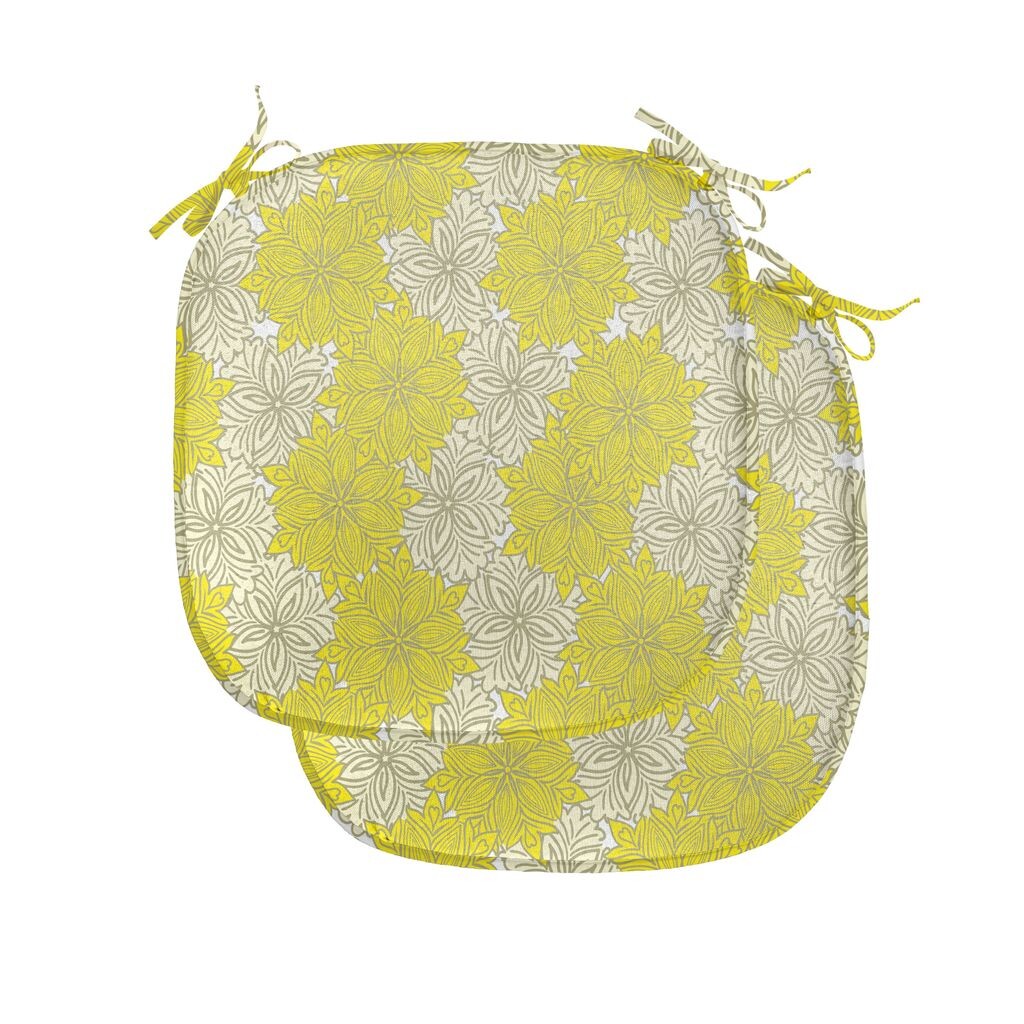 

Подушки на обеденный стул ABAKUHAUS Yellow Flower, Fresh Garden Art, декоративная водонепроницаемая подушка с ремнями для кухонных сидений, 40 x 40 см — упаковка из 2 шт., желтый кремовый, зеленый