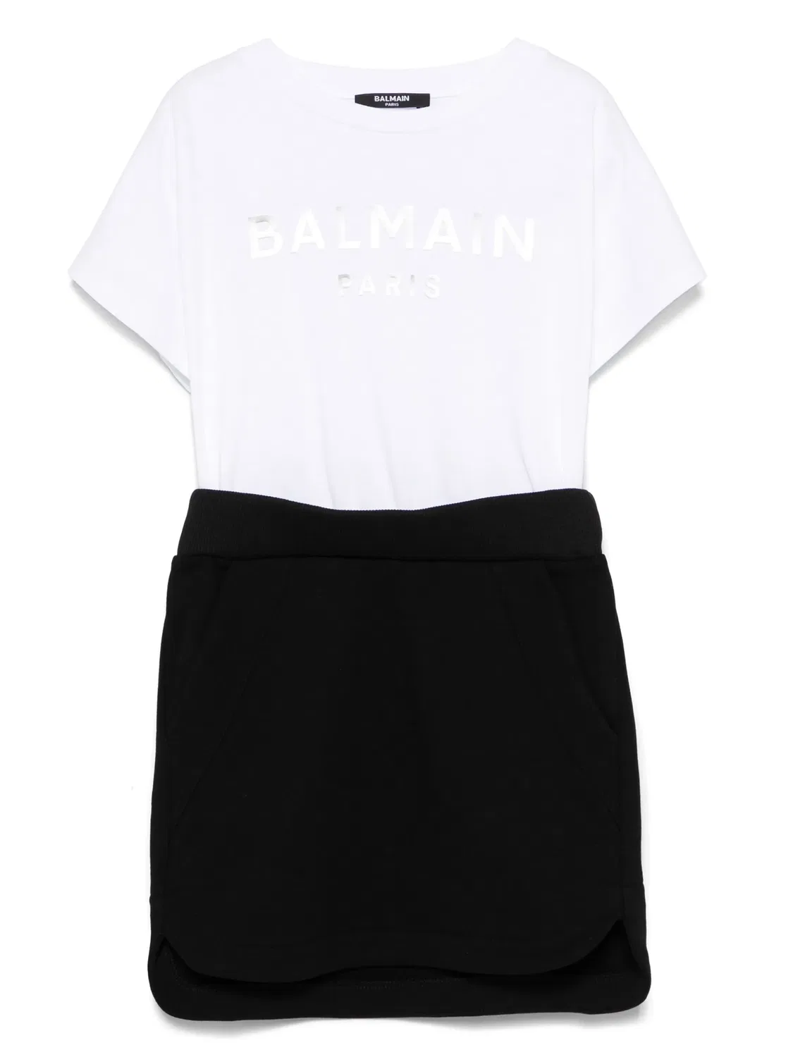Платье мини с логотипом Balmain, белый