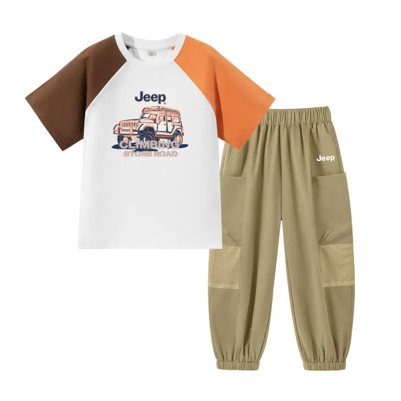 Детский спортивный комплект с принтом Jeep, Цвет Orange Coffee/E Off-Road Vehicle Light Khaki/E White Label K — фото 3