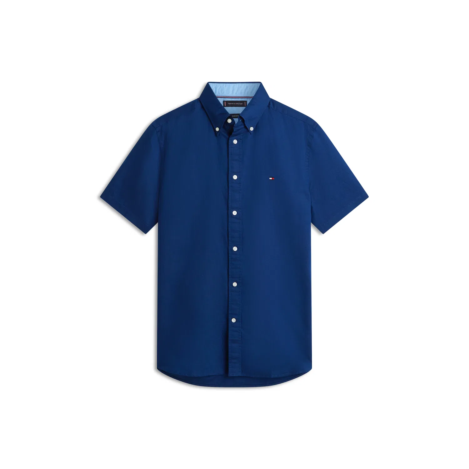 Мужская рубашка с коротким рукавом из смесовой ткани Tommy Hilfiger, Carbon Navy — фото 4