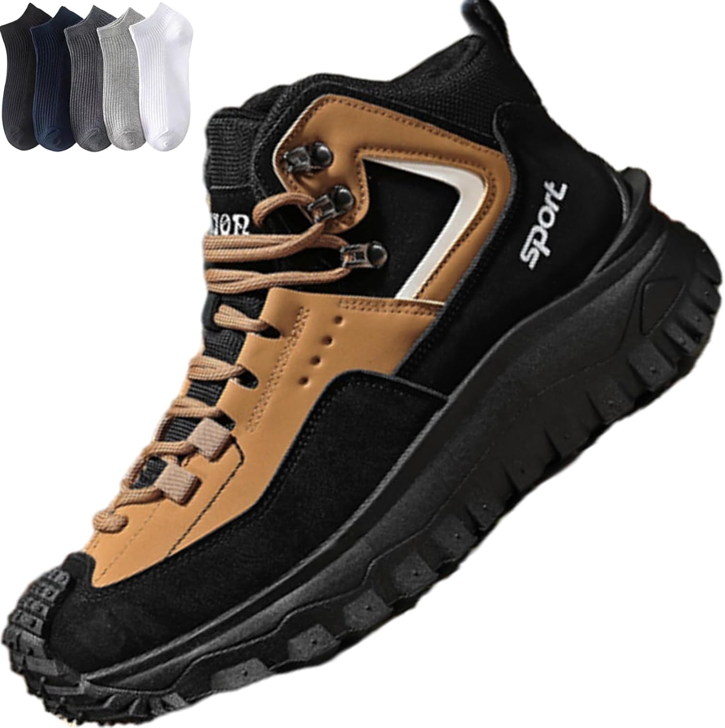 

Походные ботинки, ботинки, зимние ботинки для мужчин, водонепроницаемые, с противоскользящей подошвой, поддержкой свода стопы и широким носком, кроссовки для ежедневных прогулок и активного отдыха на улице Generic, коричневый