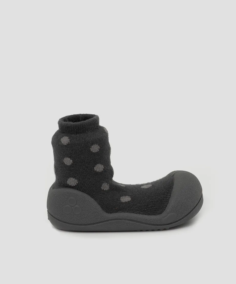 

Детские хлопковые пинетки серого цвета в горошек Attipas