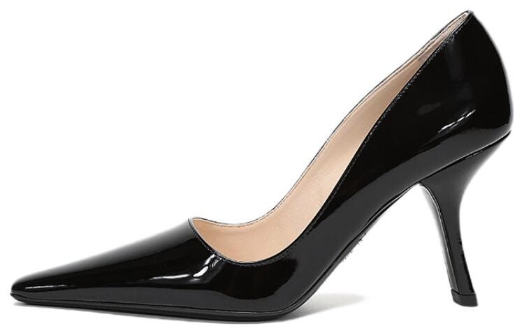 Туфли лакированные Prada на высоком каблуке, черный
